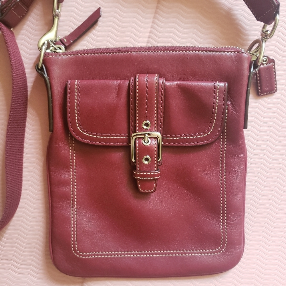 Y2K Vintage Coach Hamilton Swingpack – Burgundy Leather Crossbody - Picture 3 of 13